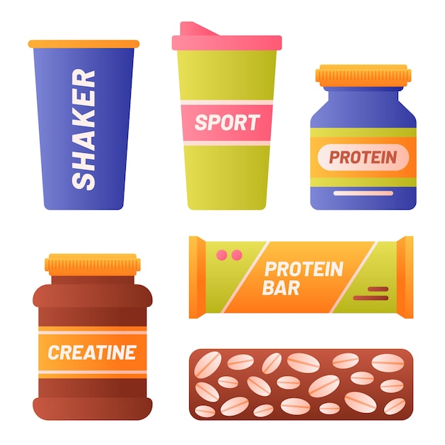 Free vector protein bar element collection