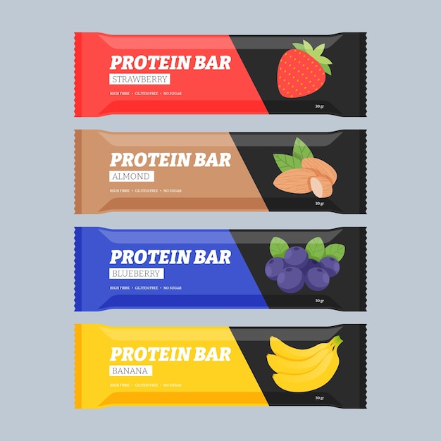 Free vector protein bar element collection