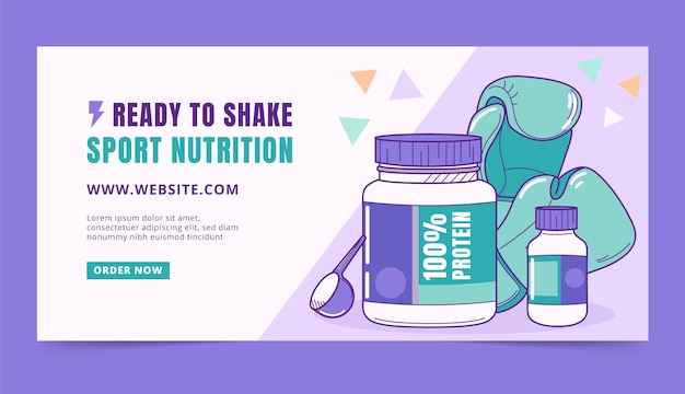 Free vector protein supplements horizontal banner