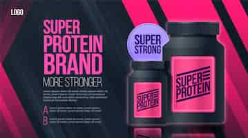 Free vector protein supplements horizontal banner