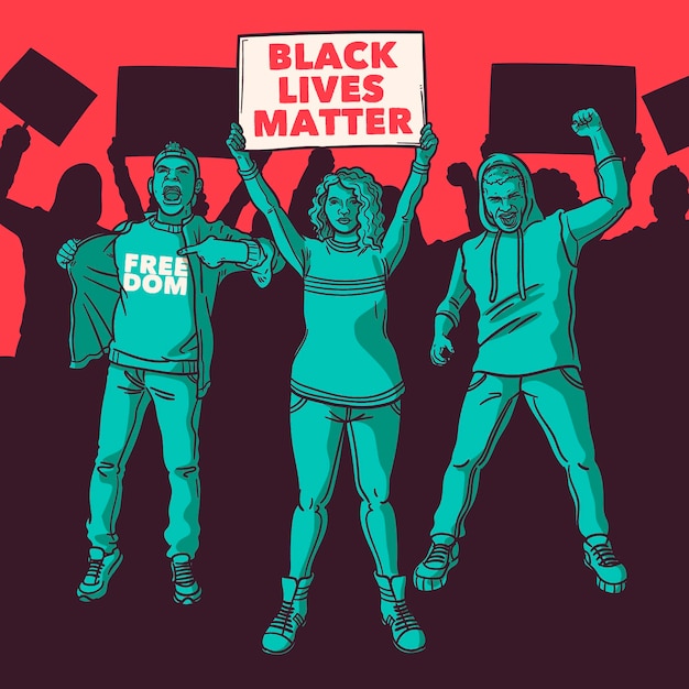 Бесплатное векторное изображение Протест против концепции расизма