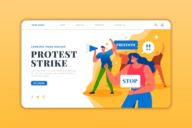 Free vector protest strike discrimination landing page