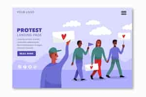 Free vector protest strike landing page theme