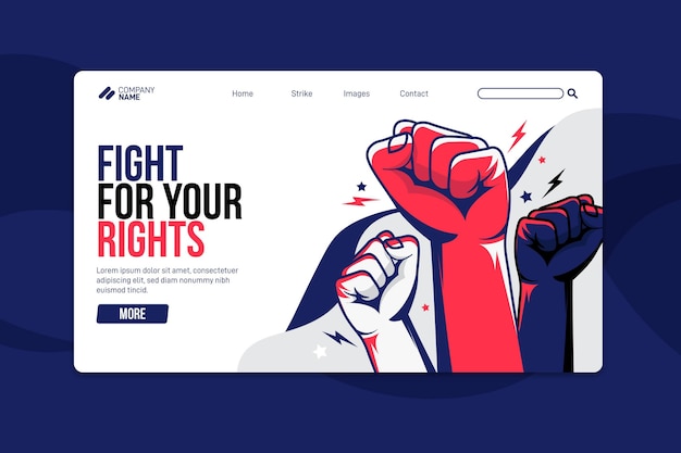 Free vector protest strike landing page
