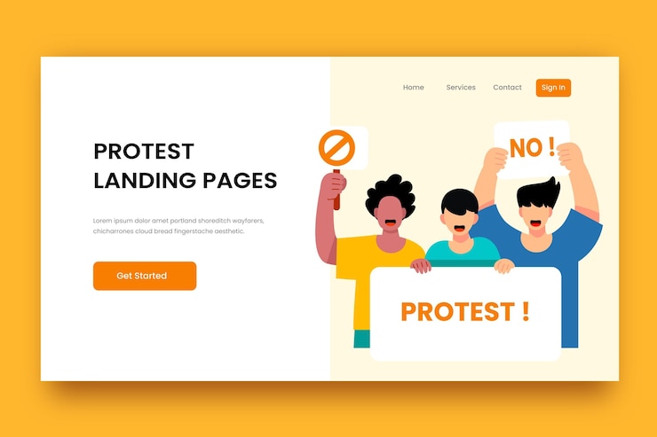 Free Vector protest strike landing page