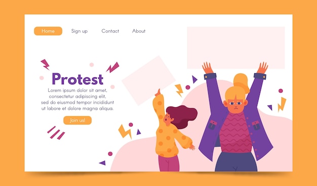 Protest strike landing page