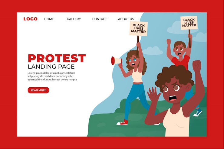 Free Vector protest strike landing page