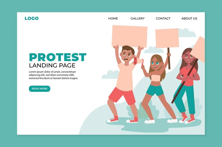 Free Vector protest strike landing page
