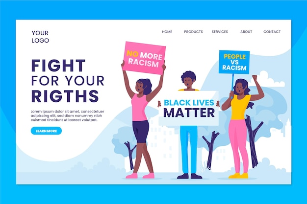 Free vector protest strike landing page