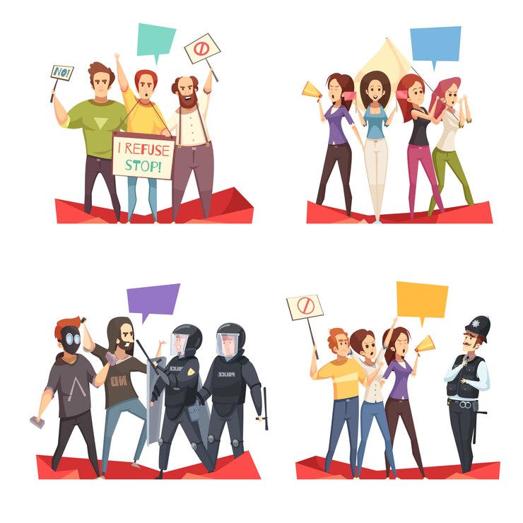 Free Vector protesting crowd