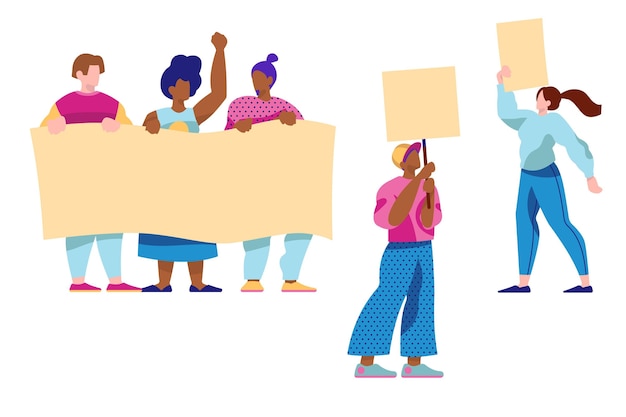 Free vector protesting people collection