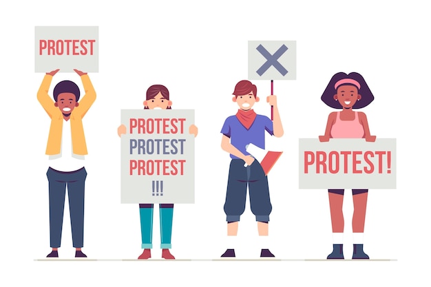 Protesting people concept