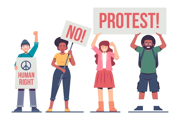 Protesting people concept