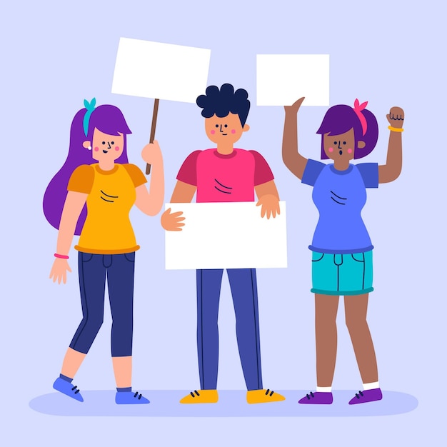 Free vector protesting people illustration concept