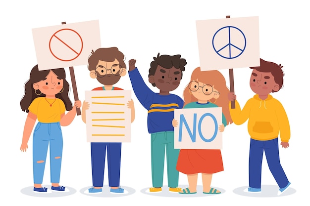 Free vector protesting people illustration concept