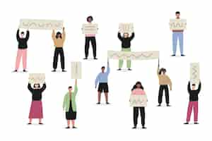 Free vector protesting people illustration theme