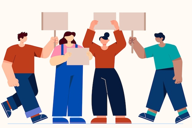 Free vector protesting people illustration