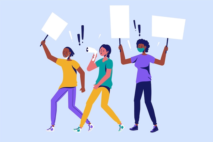 Free Vector protesting people with placards