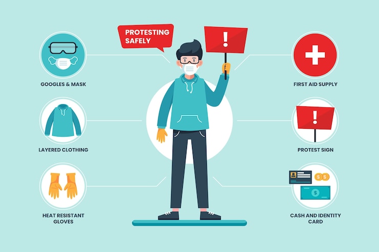 Free Vector protesting safely infographic style