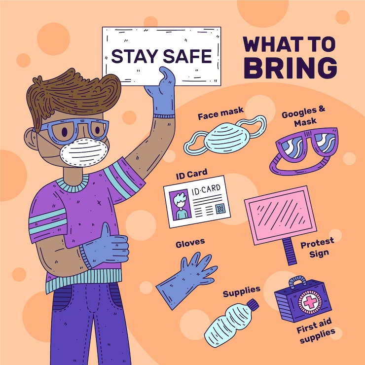 Free Vector protesting safely infographic
