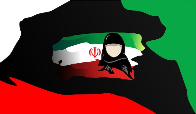 Proteste in iran logo design bandiera stile astratto