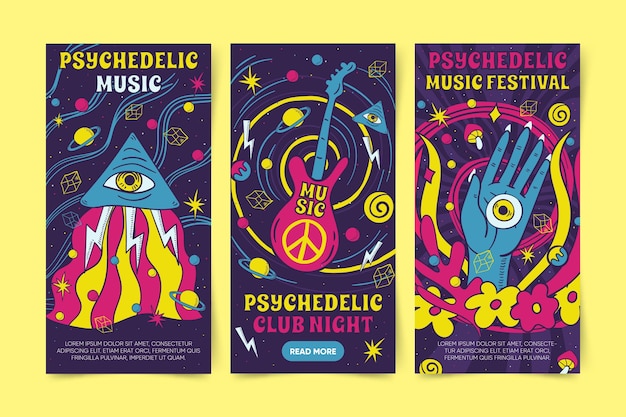 Free vector psychedelic banners designs