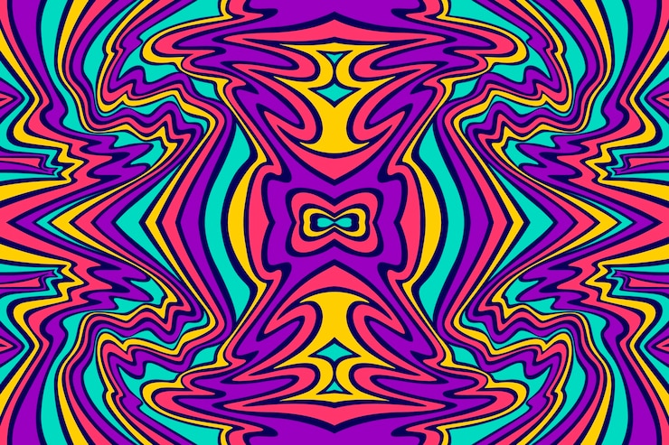 Free Vector psychedelic groovy background in vivid colors