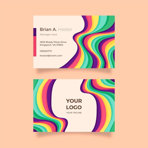 Free vector psychedelic hand drawn  business cards template