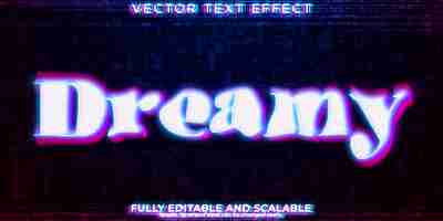 Free vector psychedelic text effect editable glitch and dreamy text style