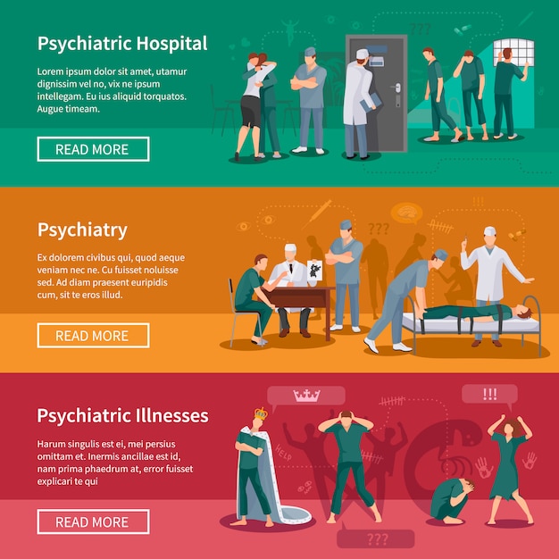 Free vector psychiatric illnesses banners set