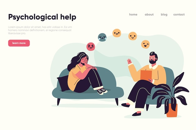 Free vector psychological help from a professional landing page