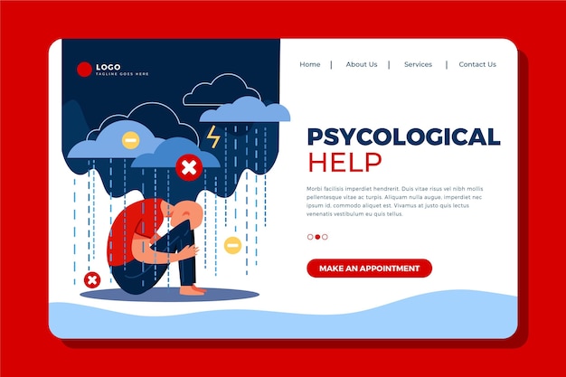 Free vector psychological help landing page flat design template