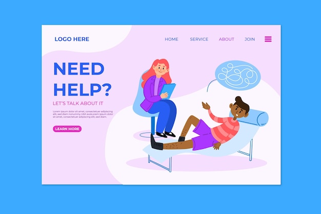 Free vector psychological help landing page style