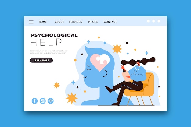 Free vector psychological help landing page template