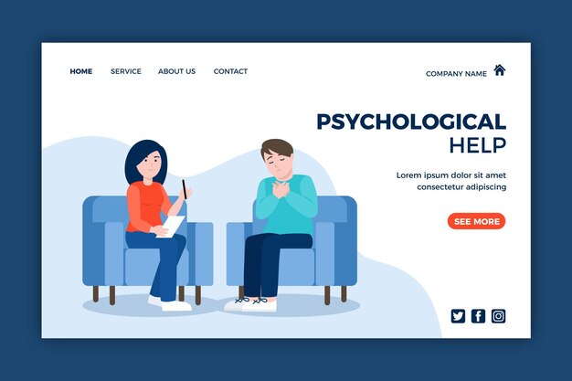 Psychological help landing page with patient