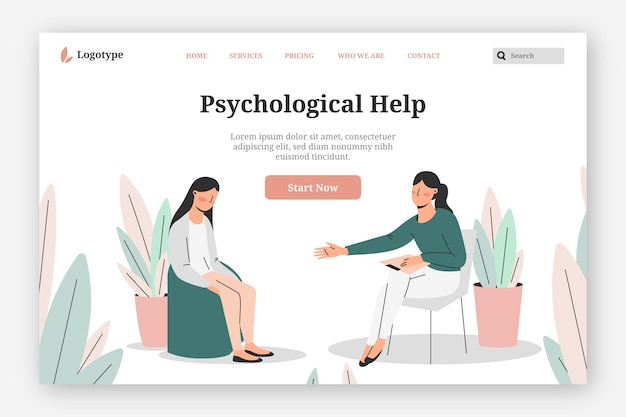 Free vector psychological help - landing page
