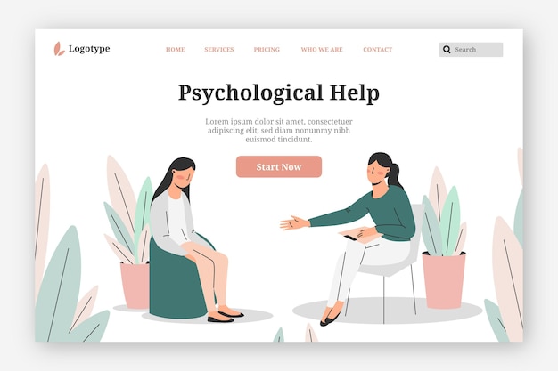 無料ベクター 心理的ヘルプ-ランディングページ