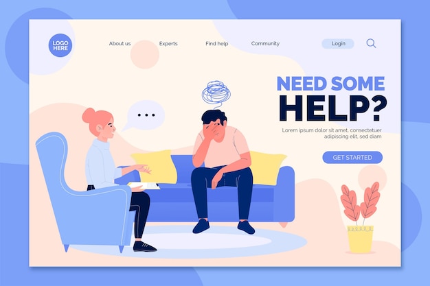 Free vector psychological help - landing page