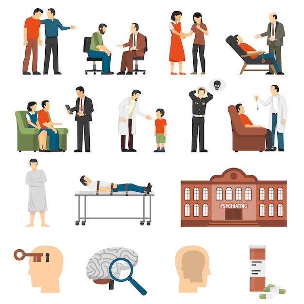 Free vector psychologist counselings icons set