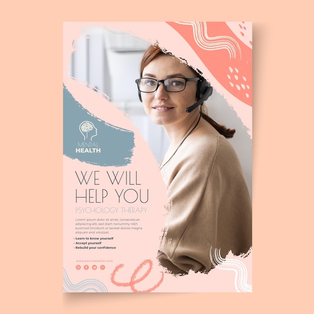 Free vector psychology concept vertical flyer