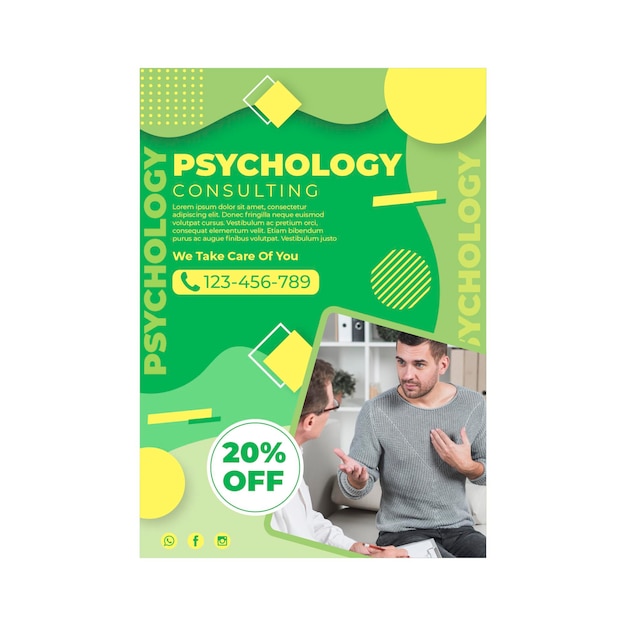 Psychology flyer vertical template