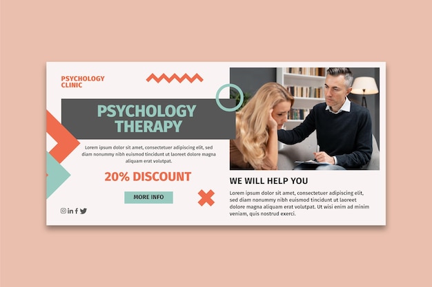 Free vector psychology horizontal banner template