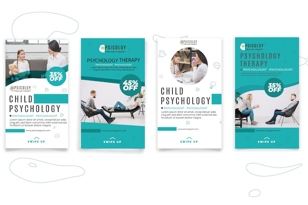 Free vector psychology instagram stories