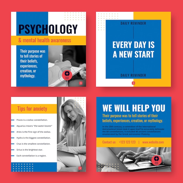 Free vector psychology insurances instagram post template