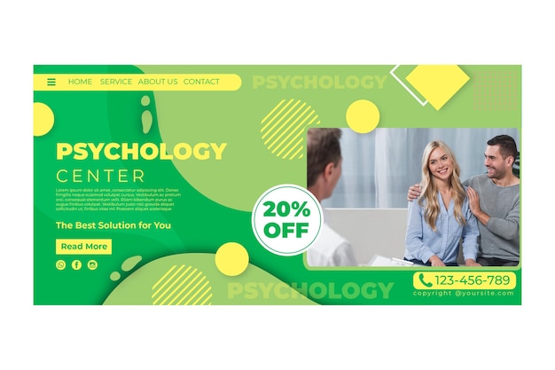 Free vector psychology landing page template