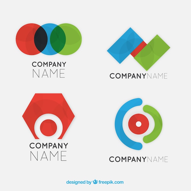 Free vector psychology logos with colorful geometric shapes