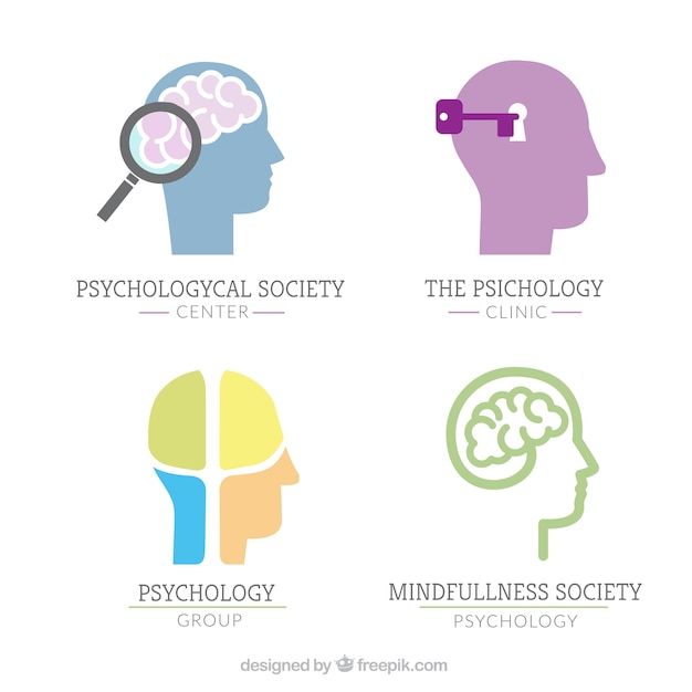 Free vector psychology logos with human brain