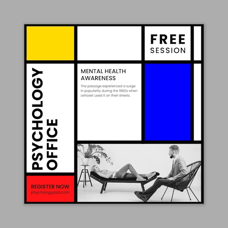 Free Vector psychology office square flyer template