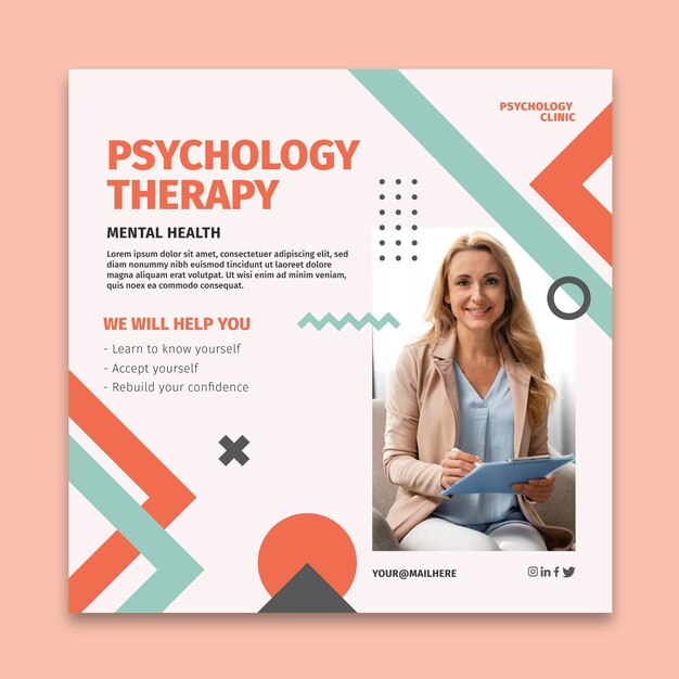 Psychology squared flyer template