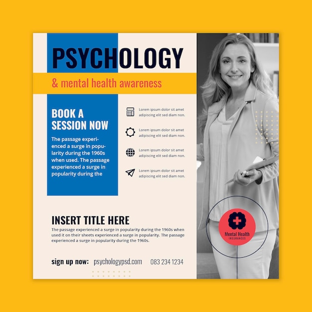 Free vector psychology squared flyer